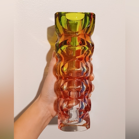 Oldrich Lipsky Accents Midcentury 96s Glass Exbor Vase By Oldrich